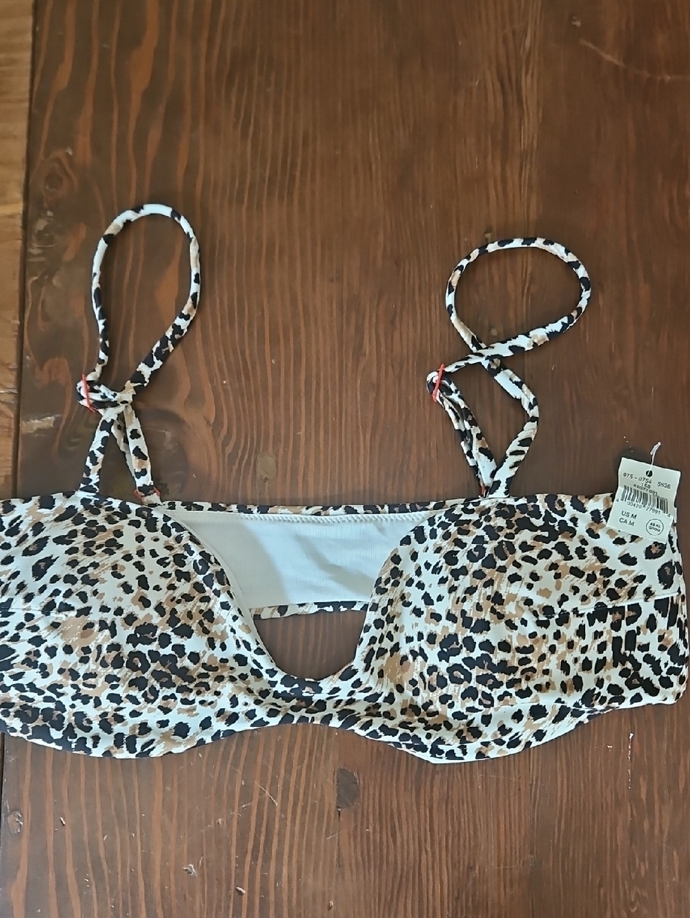 aerie Leopard Print Underwire Bikini Top in Tan & Black